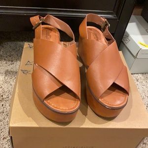 Brand new indigo platform wedges